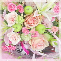 ワインとお花のバスケット
